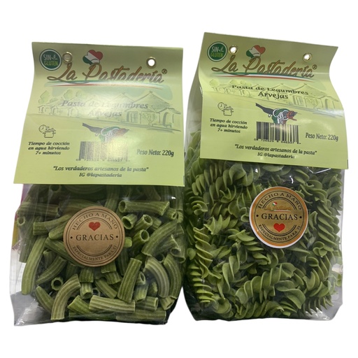 [K819] PASTA DE LEGUMBRES TORNILLO/MACARRON ARVEJAS 220GR LA PASTADERIA