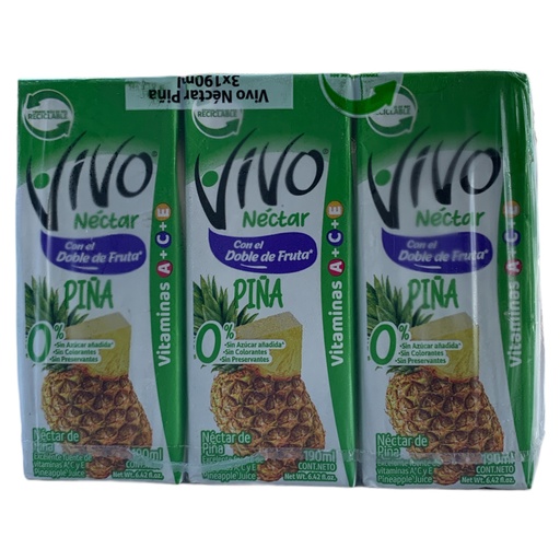 TRIPACK NECTAR VIVO PIÑA S/A 190ML