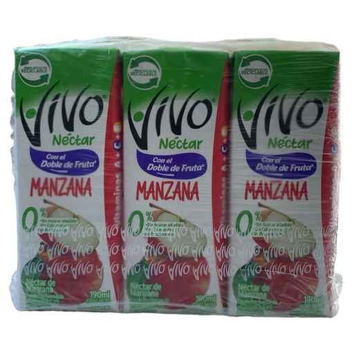 TRIPACK NECTAR VIVO MANZANA S/A 190ML