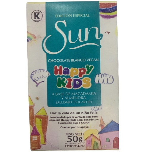 [K1021] CHOCOLATE SUN HAPPY KIDS BLANCO VEGAN 50 GR