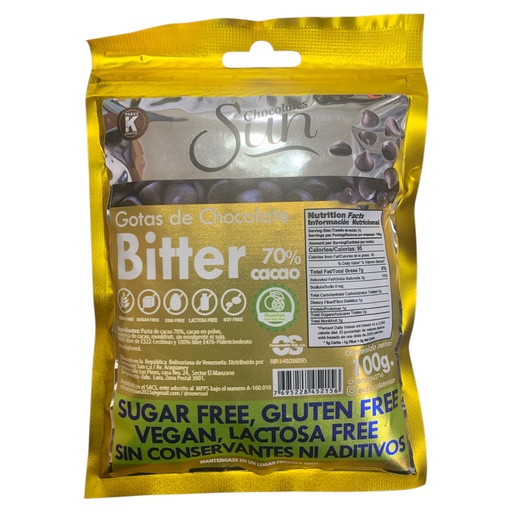 [K1386] GOTAS DE CHOCOLATE SUN OSCURO MONKFRUIT 100 GR