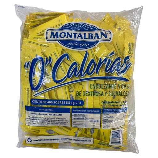 [K1640] MONTALBAN 0 CALORIAS EDULCORANTE X UNIDAD
