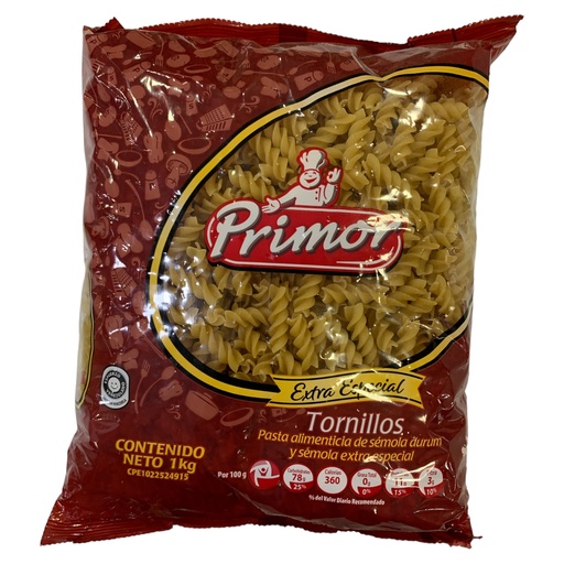 [K1857] PASTA PRIMOR TORNILLOS EXTRA ESPECIAL 1 KG