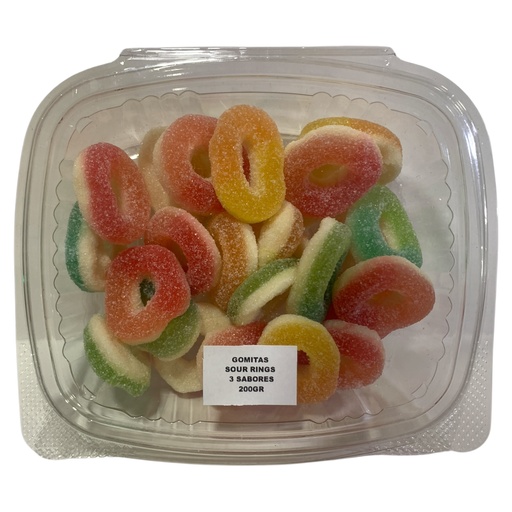 [K2264] GOMITAS 2D SOUR RINGS TRES SABORES POR KG