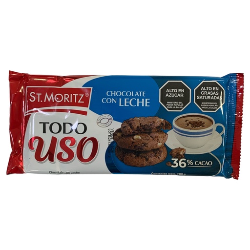 [K2358] TODO USO CHOCOLATE CON LECHE ST MORITZ 100GR