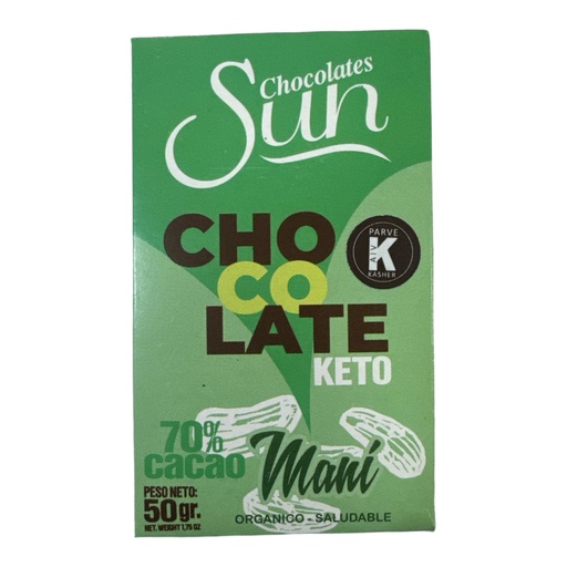 CHOCOLATE SUN KETO OSCURO CON MANI 50 GR