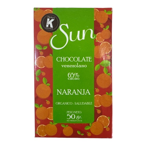 [K0199] CHOCOLATE SUN VENEZOLANO NARANJA 50 GR