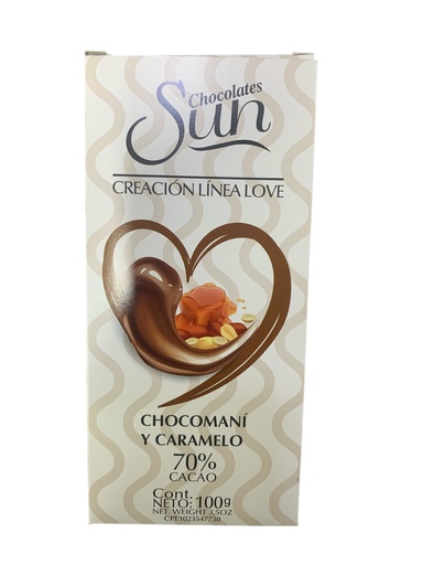 [k0236] CHOCOLATE SUN OSCURO CON MANI Y CARAMELO 100 GR