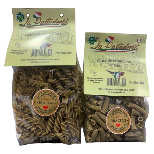 [K2485] PASTA DE LEGUMBRES TORNILLO/MACARRON LENTEJAS 220GR LA PASTADERIA