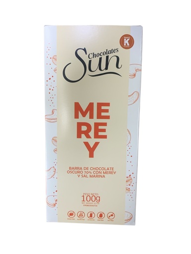 [K0406] CHOCOLATE OSCURO SUN 70% MEREY Y SAL MARINA 100GR