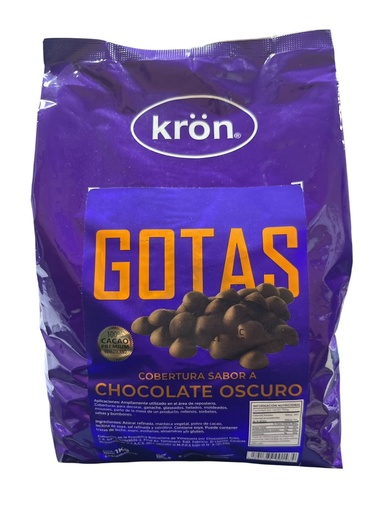 [K0709] GOTAS DE COBERTURA CHOCOLATE OSCURO KRON 1KG